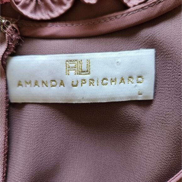 Amanda Uprichard Cold Shoulder Pirouette Henna Mauve Pink Ruffled Dress Large - Picture 12 of 13